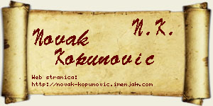 Novak Kopunović vizit kartica